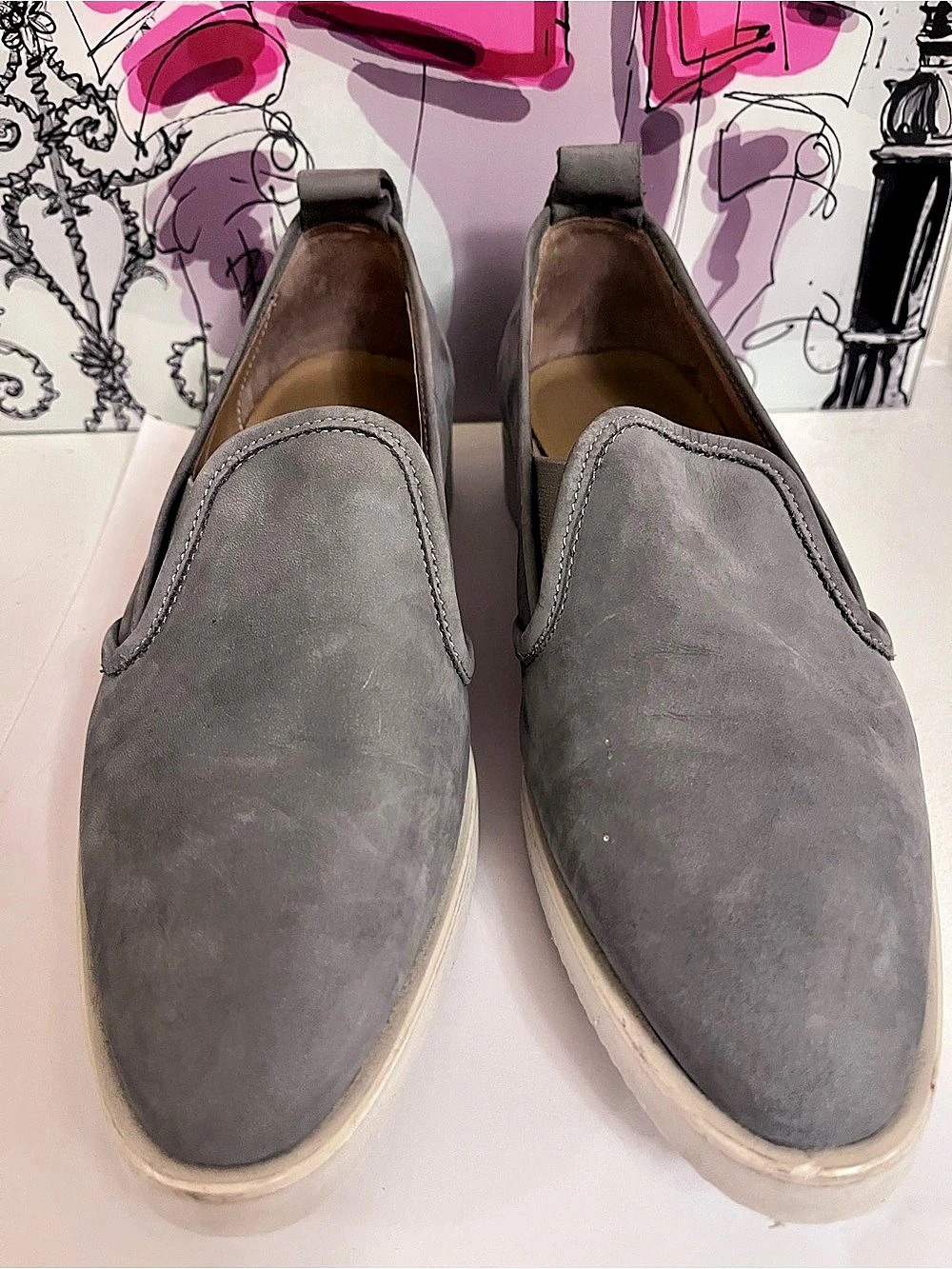Everlane Gray Suede Slip On Platform Sneakers Made in Italy 10.5